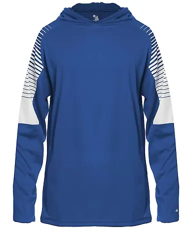 Badger Sportswear 2211 Youth Lineup Hooded Long Sl in Royal front view
