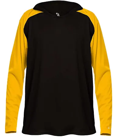 Badger Sportswear 2235 Breakout Youth Hooded T-Shi Black/ Gold front view