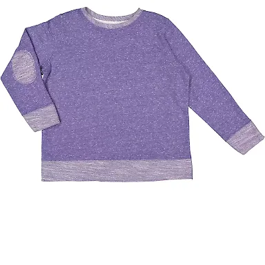 LA T 2279 Youth French Terry Long Sleeve Crewneck  PURPLE MELANGE front view