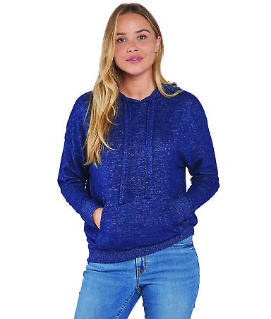 Boxercraft BW1501 Women's Cuddle Fleece Hooded Pul in Navy heather front view