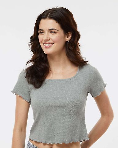 Boxercraft BW2403 Women's Baby Rib T-Shirt in Oxford heather front view