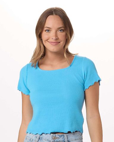 Boxercraft BW2403 Women's Baby Rib T-Shirt in Pacific blue front view