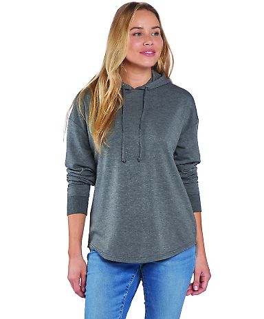 Boxercraft BW5301 Women's Dream Fleece Hooded Pull in Black heather front view