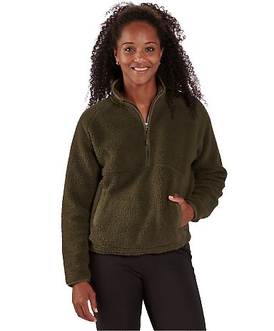 Boxercraft BW8501 Women's Everest Half Zip Pullove in Olive front view