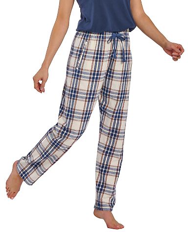 Boxercraft BW6620 Women's Haley Flannel Pants in Natural indigo plaid front view