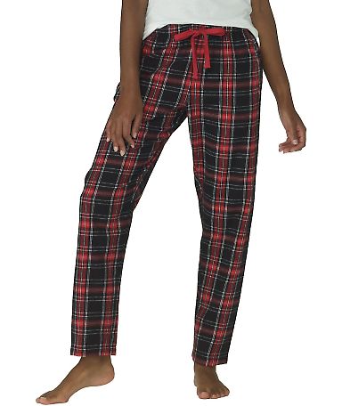 Boxercraft BW6620 Women's Haley Flannel Pants in Black/ red kingston plaid front view