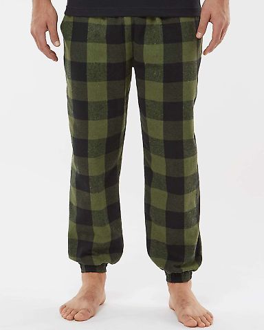 Burnside Clothing 8810 Flannel Jogger in Army/ black front view