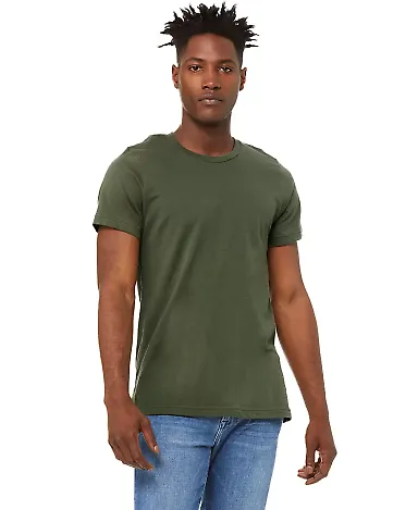 Bella Canvas 3001U Unisex USA Made T-Shirt in Military green front view