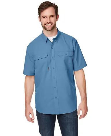 DRI DUCK 4445 Crossroad Woven Short Sleeve Shirt Slate Blue front view