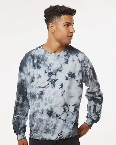 Dyenomite 681VR Blended Tie-Dyed Sweatshirt in Black crystal front view
