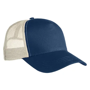 econscious EC7094 5-Panel Organic/RPET Trucker Cap PACIFIC/ OYSTER front view
