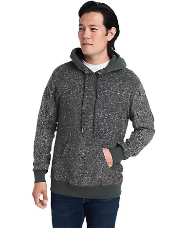 J America 8711 Aspen Fleece Hooded Sweatshirt Charcoal Speck front view