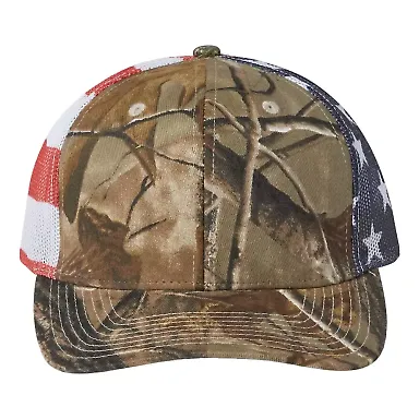 Kati S700M Printed Mesh Trucker Cap in All purpose/ usa flag front view
