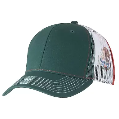 Kati S700M Printed Mesh Trucker Cap in Dark green/ red/ mexico flag front view