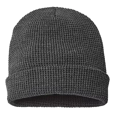 Richardson Hats 146R Waffle Cuffed Beanie Heather Charcoal front view