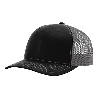 Richardson Hats 112RE Recycled Trucker Cap Black/ Charcoal front view