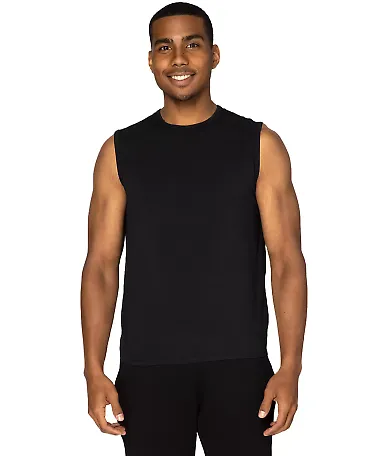Threadfast Apparel 382T Unisex Impact Tank in Black front view