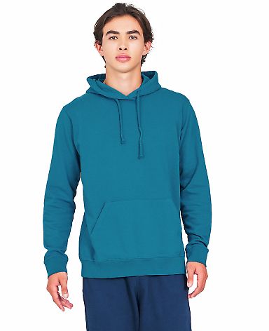 US Blanks US4412 Men's 100% Cotton Hooded Pullover in Capri blue front view