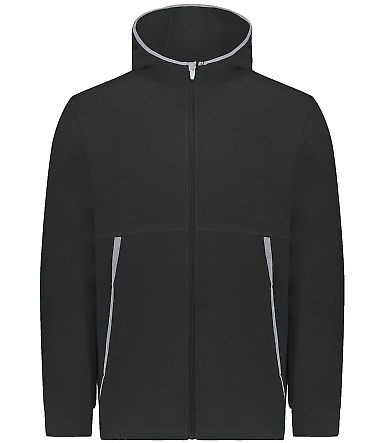 Augusta Sportswear 6859 Youth Polar Fleece Hooded  in Black front view