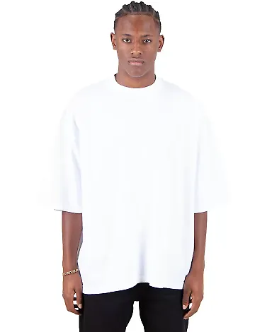 Shaka Wear SHGDD Adult Garment-Dyed Drop-Shoulder  in White front view