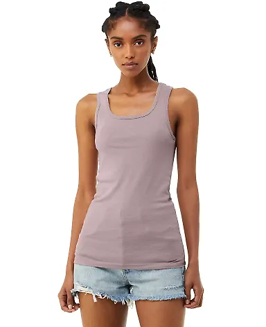 Bella + Canvas 1081 Ladies' Micro Ribbed Tank HTHR PINK GRAVEL front view