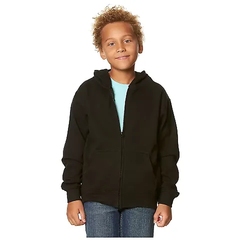 Smart Blanks 302 YOUTH ZIPPER HOODIE BLACK front view