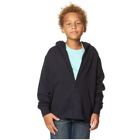 Smart Blanks 302 YOUTH ZIPPER HOODIE NAVY front view