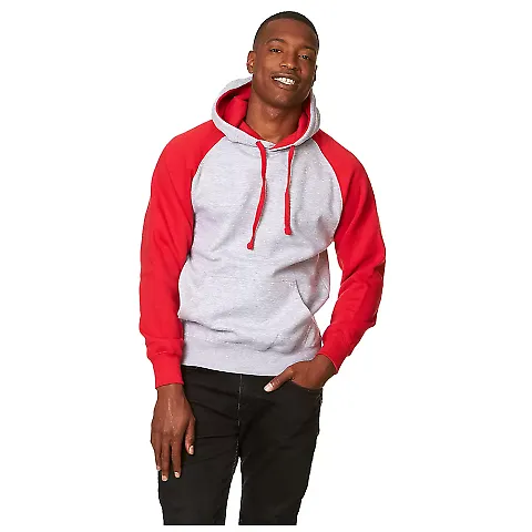 Smart Blanks CB3260 COLOR BLK PULLOVER HOODIE HEATHER GREY RED front view