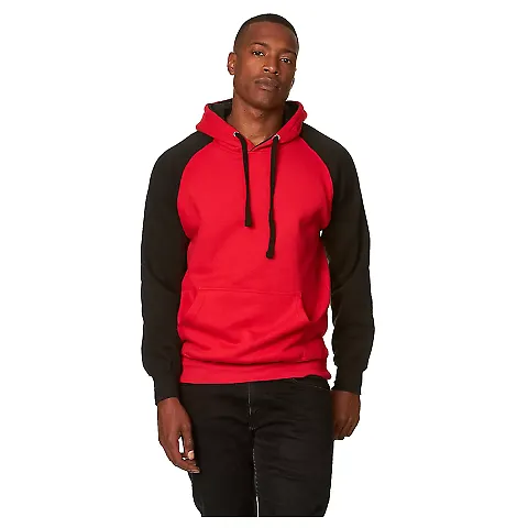 Smart Blanks CB3260 COLOR BLK PULLOVER HOODIE RED BLACK front view