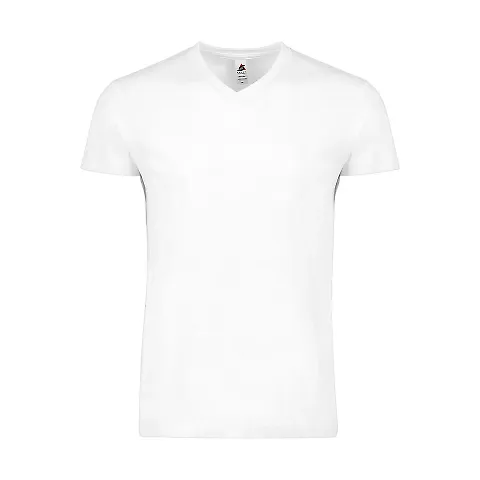 Smart Blanks 601 MEN'S V NECK T SHIRTS in White front view