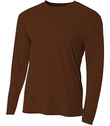 A4 Apparel N3165 Men's Cooling Performance Long Sl BROWN front view