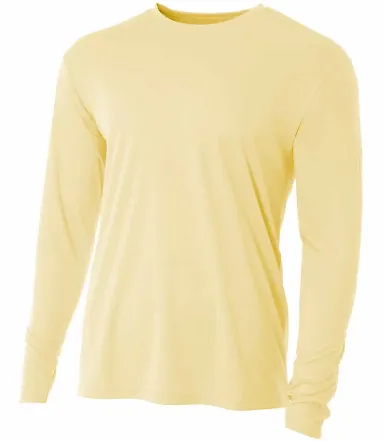 A4 Apparel N3165 Men's Cooling Performance Long Sl LIGHT YELLOW front view