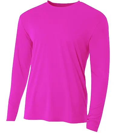 A4 Apparel N3165 Men's Cooling Performance Long Sl FUCHSIA front view
