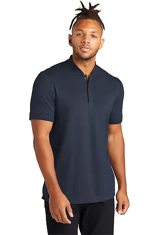MERCER+METTLE MM1008 Stretch Pique Henley NightNavy front view