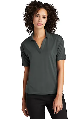 MERCER+METTLE MM1015    Women's Stretch Jersey Pol AnchorGrey front view