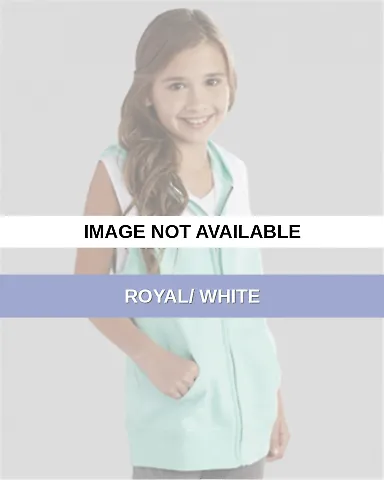 Boxercraft YV30 Youth Sleeveless Hoodie Royal/ White front view