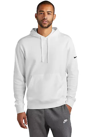 Nike NKDR1499  Club Fleece Sleeve Swoosh Pullover  White front view