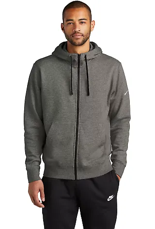Nike NKDR1513 Club Fleece Sleeve Swoosh Full-Zip CharcoalHt front view