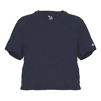 Badger Sportswear 4963 Women's Tri-Blend Crop T-Sh in Navy front view