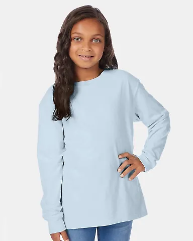 Comfort Wash GDH275 Garment Dyed Youth Long Sleeve Soothing Blue front view