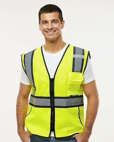 ML Kishigo 1595-1598 Standard Contrast Vest Lime/ Black front view