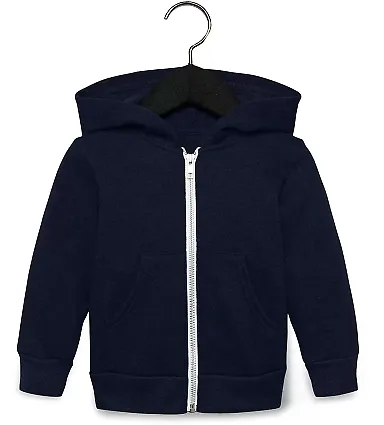 Bella + Canvas 3739T Toddler Full-Zip Hooded Sweat NAVY front view
