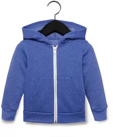 Bella + Canvas 3739T Toddler Full-Zip Hooded Sweat HTHR TRUE ROYAL front view