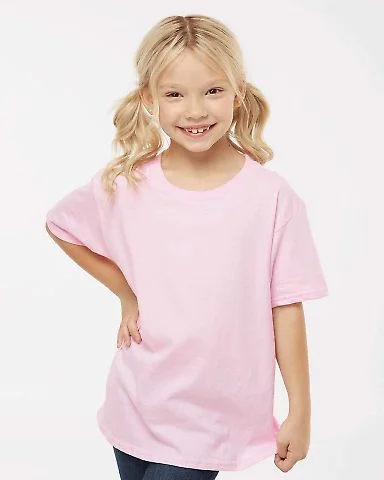Gildan 64000B Youth Softstyle T-Shirt in Light pink front view