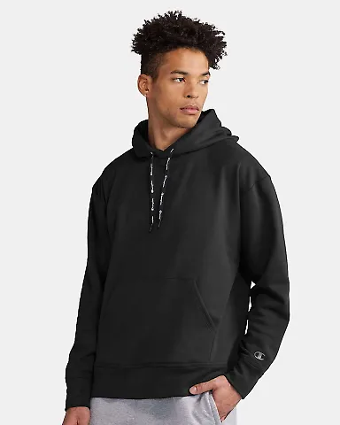 Champion Clothing CHP180 Sport Hooded Sweatshirt Black front view
