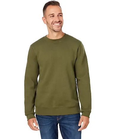J America 8424 Unisex Premium Fleece Sweatshirt in Military green front view