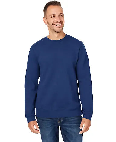 J America 8424 Unisex Premium Fleece Sweatshirt in True navy front view