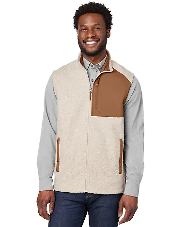 North End NE714 Men's Aura Sweater Fleece Vest OATML HTHR/ TEAK front view
