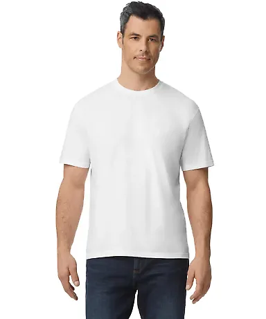 Gildan 65000 Unisex Softstyle Midweight T-Shirt WHITE front view