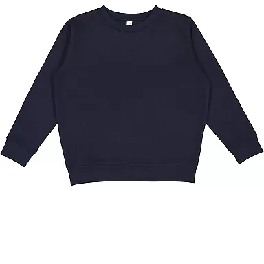 LA T 2225 Youth Elevated Fleece Crew NAVY front view